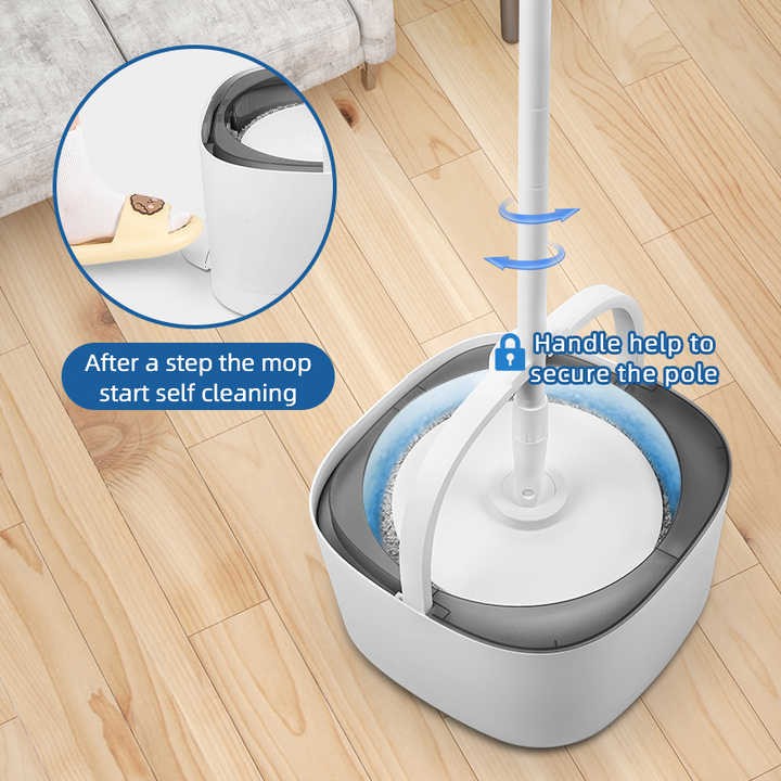 Automatic Electric Power Mop Wet and Dry Cleaner Micro Fiber Round Spinning Bucket Mop
